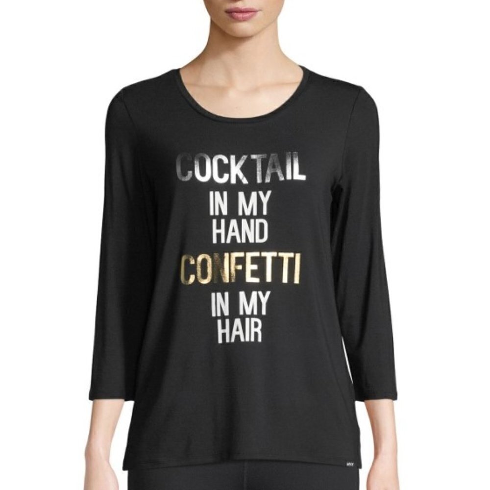 Marc NY "Cocktail In My Hand, Confetti in My Hair" T-Shirt, Black